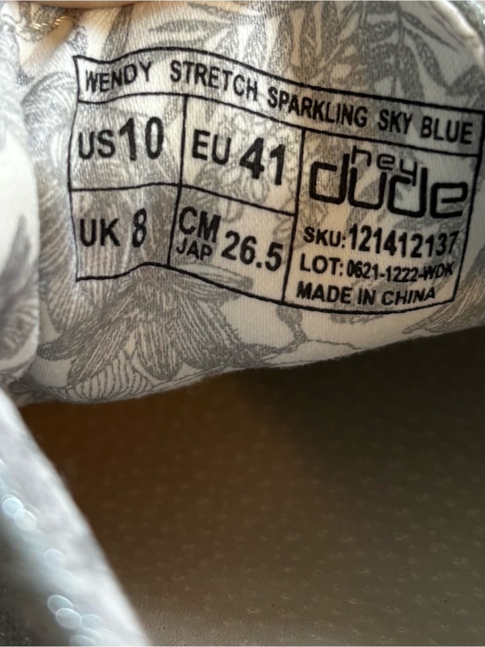 Women’s hey dudes sz10 Wendy stretch sparkling blue - Picture 5 of 5
